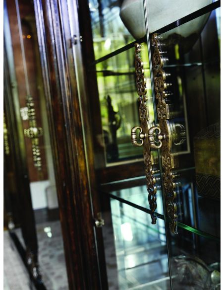 Breakfronts & China Cabinets Glass china cabinet with scrolling metal work