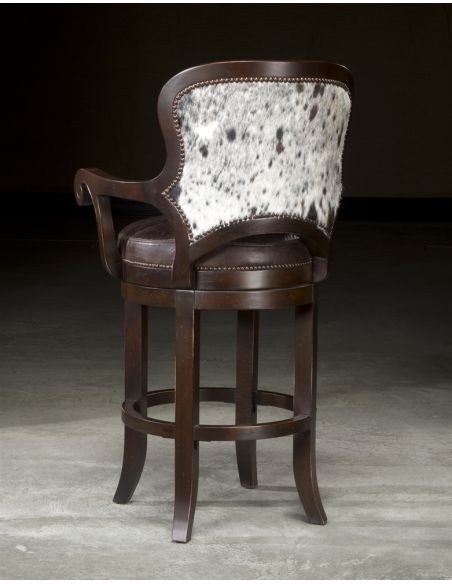 Upscale Bar Furniture Luxury Leather Furniture, Swivel Bar Chair With Hair Hide