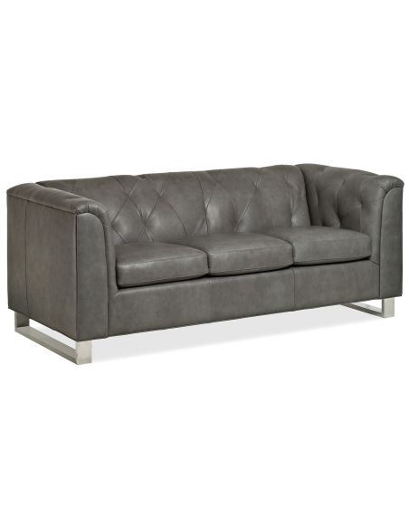 Dove grey leather sofa