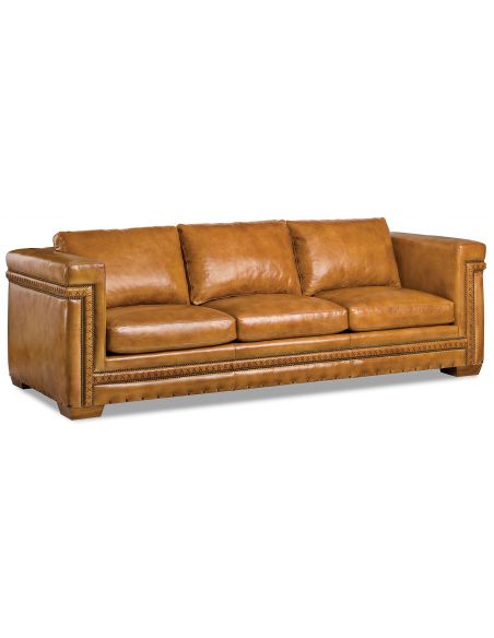 Caramel leather western sofa