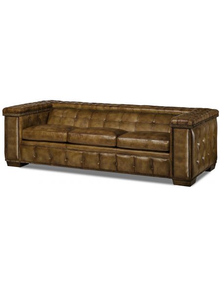 Tufted cappuccino leather sofa