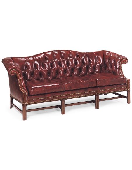 Tufted cordovan leather sofa