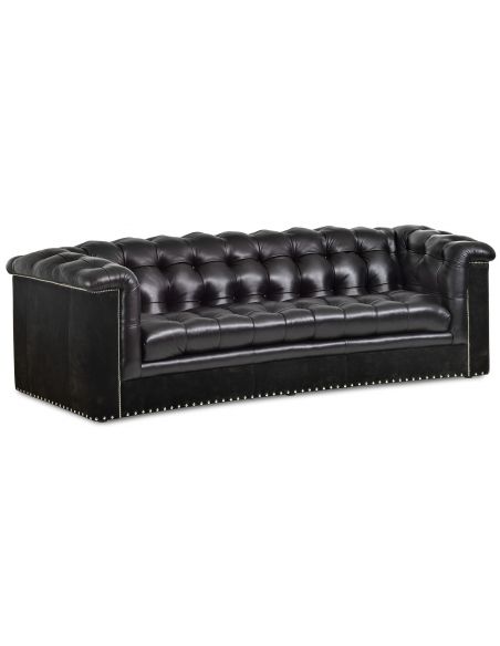 Black leather Chesterfield sofa
