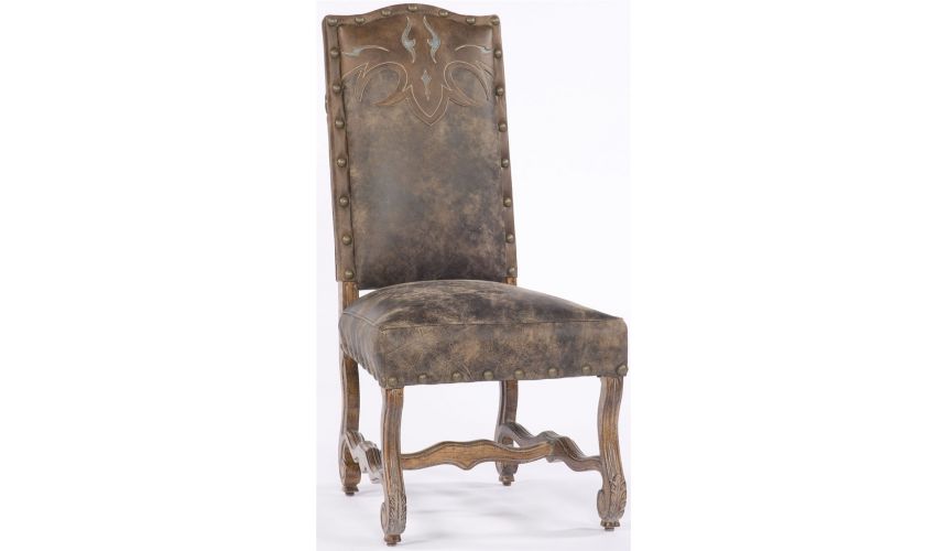 Western Furniture Leather nail head trim Chair