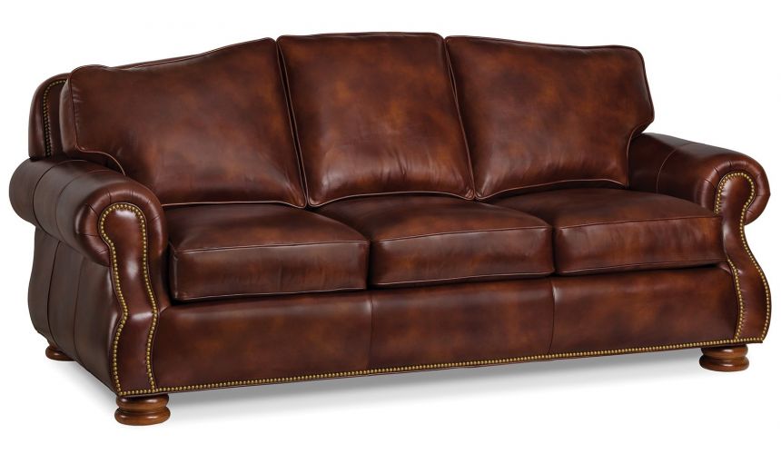 Leather chestnut brown sofa