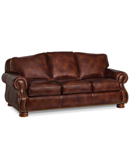 Leather chestnut brown sofa