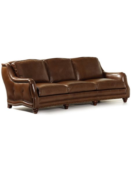 Umber brown leather sofa