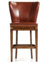 BAR AND COUNTER STOOLS Brown leather high back bar stool