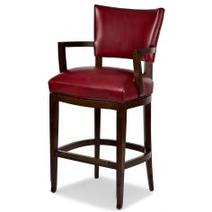 BAR AND COUNTER STOOLS Red leather bar stool with arms