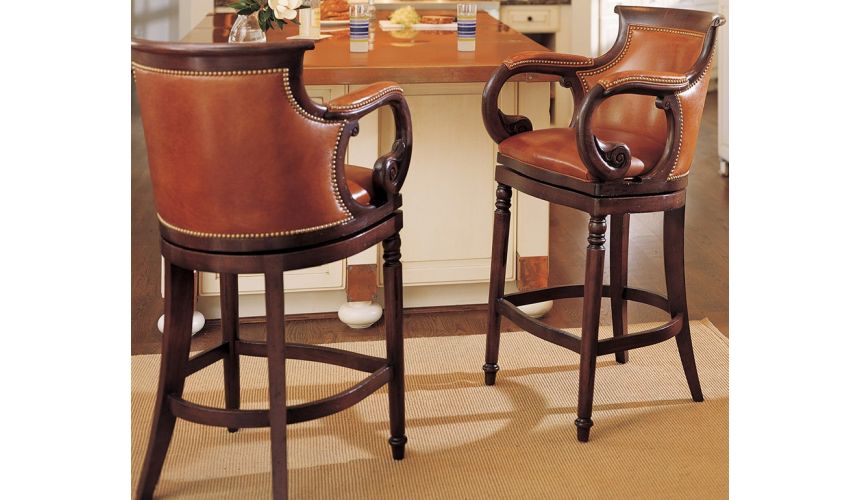 Leather Swivel Bar Stools, Leather Counter Stools With Backs And Arms