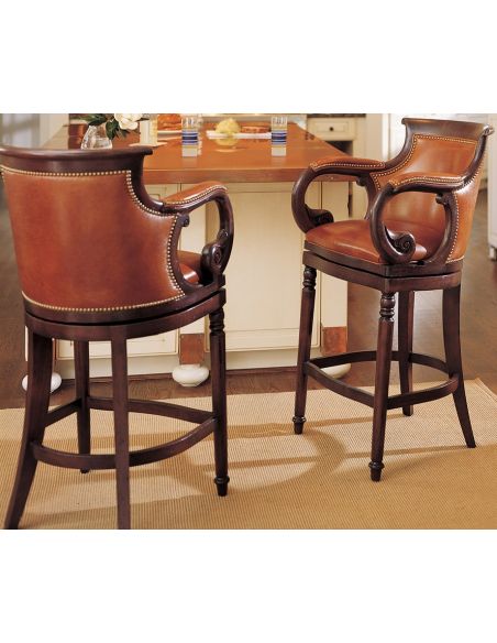 BAR AND COUNTER STOOLS Leather swivel bar stools