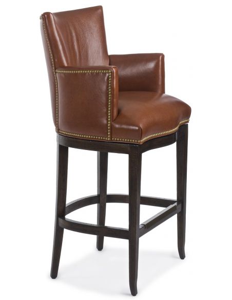 Chocolate leather swivel bar stool
