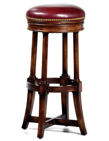 Unique red leather round bar stool