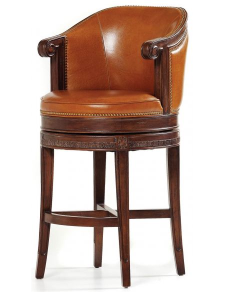Caramel leather bar stool