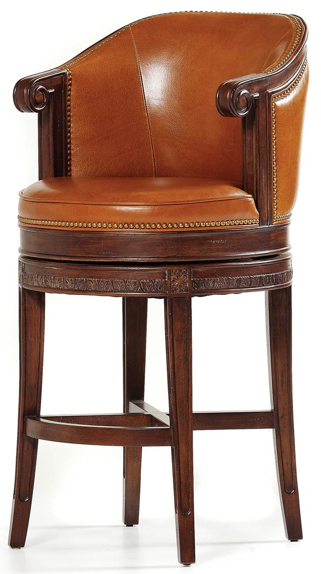 BAR AND COUNTER STOOLS Caramel leather bar stool