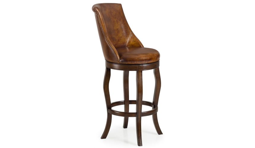 Unique Counter & Bar Stools Sleek modern brown leather bar stool