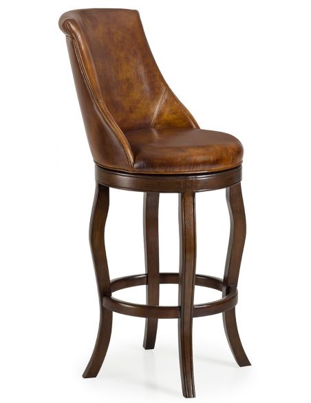 Sleek modern brown leather bar stool