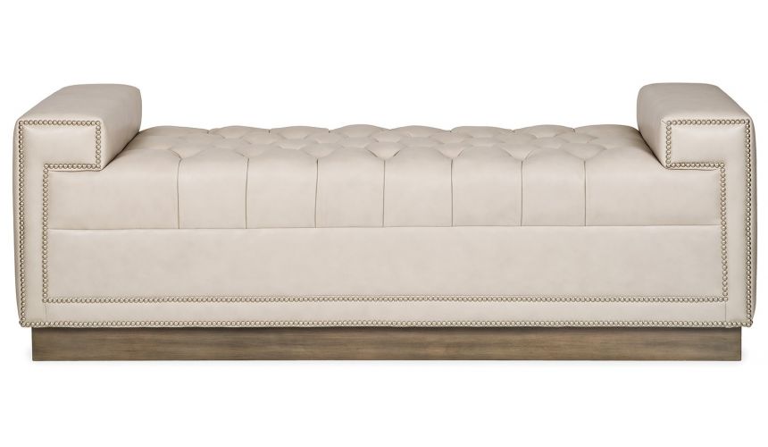 SETTEES, CHAISE, BENCHES Modern platinum leather bench
