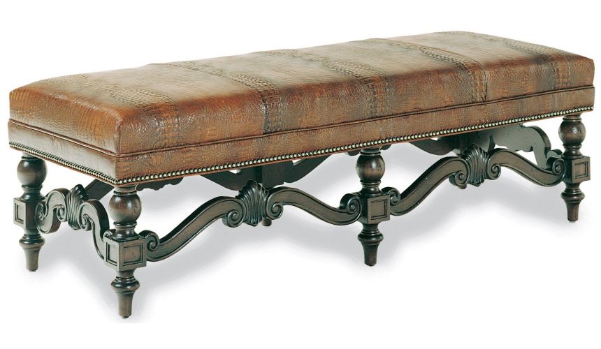 SETTEES, CHAISE, BENCHES Embossed leather bench