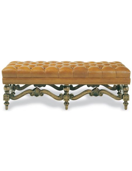 Tufted leather bench