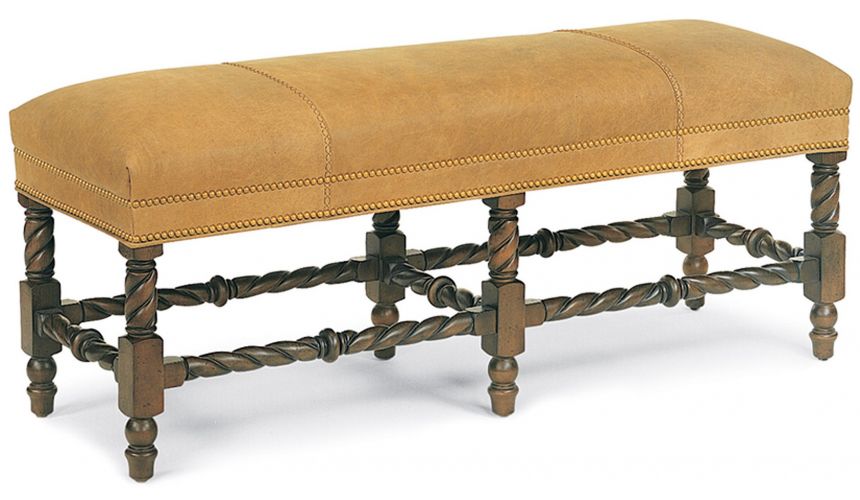 SETTEES, CHAISE, BENCHES Leather and wood bench