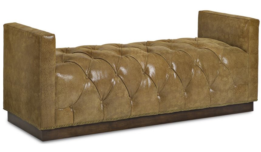SETTEES, CHAISE, BENCHES Tufted leather bench