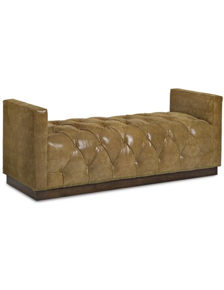 Tufted leather bench