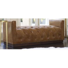 SETTEES, CHAISE, BENCHES Tufted leather bench 2