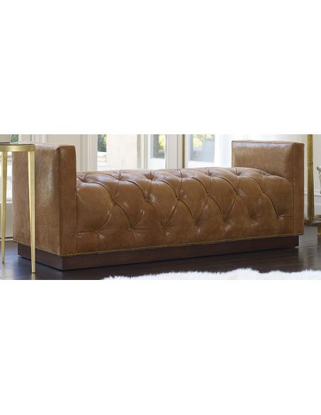 SETTEES, CHAISE, BENCHES Tufted leather bench