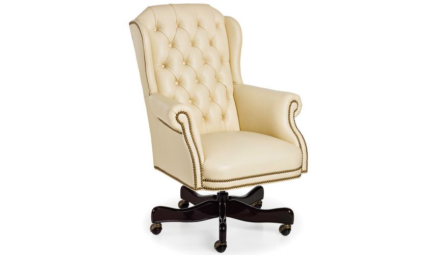 Office Chairs Ivory leather office chair
