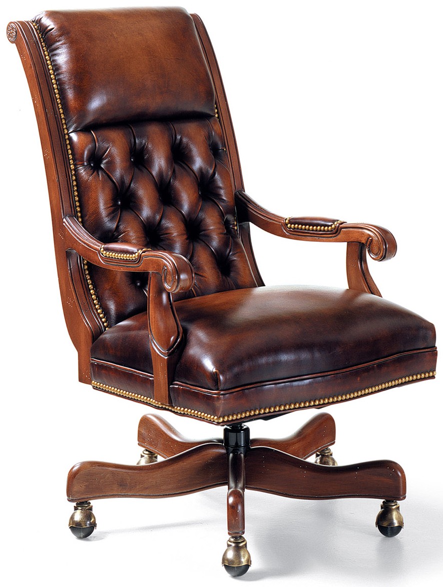 Classic Hand Waxed Leather Swivel, Leather Swivel Office Chair