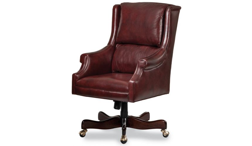Office Chairs Cordovan leather wing backed office chair