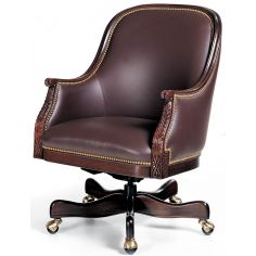 Office Chairs Brown leather low back swivel office chair