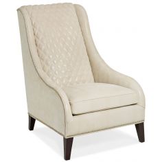 CHAIRS, Leather, Upholstered, Accent Quilted ivory leather armchair