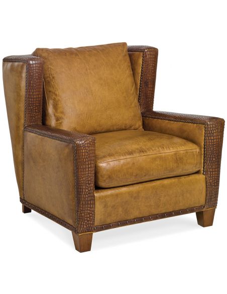 Leather embossed armchair