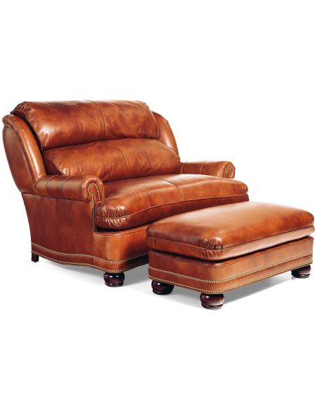 Leather armchair with coordinating ottoman
