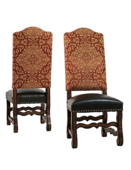 Rustic Luxury Furniture Red Damask Side Chair