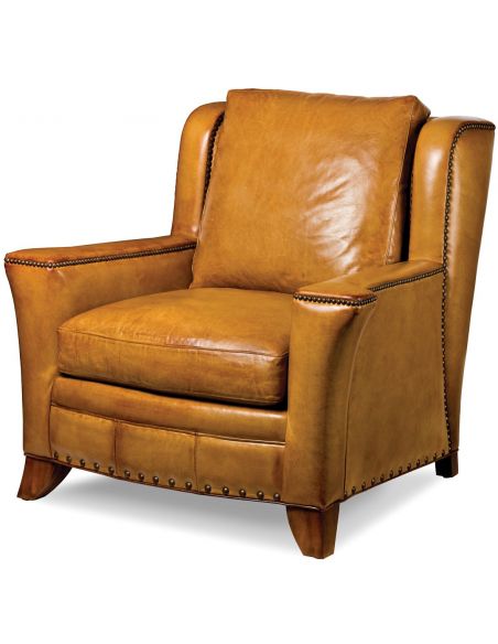 Leather armchair with nailhead trim