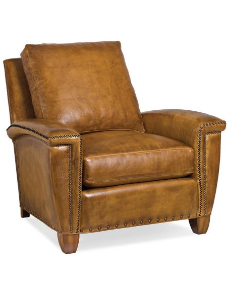 Leather chair with lacing and nailhead details