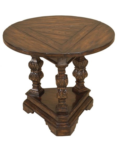 Carved Spanish Galleon Finished Flip Down Top Occasional Table.