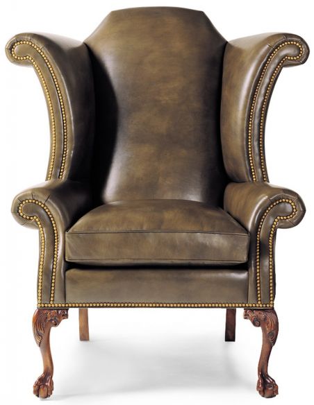 Leather wing backed chair