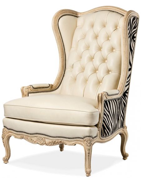 Tufted wing backed chair