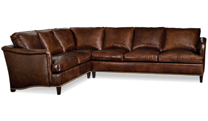 Lux Leather Sectional, Leather Couch Nailhead Trim