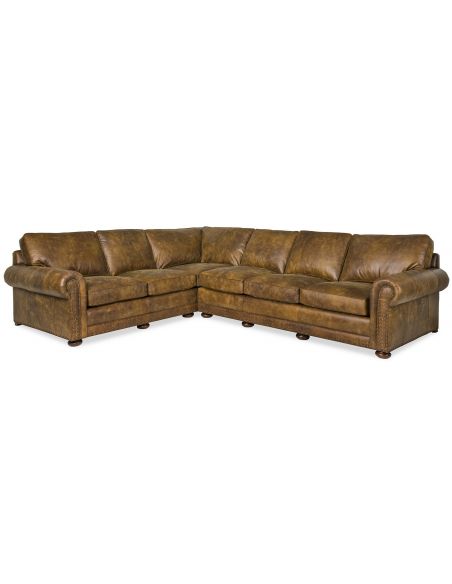 Western inspired leather sectional