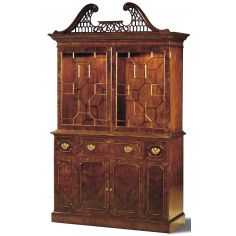 Breakfronts & China Cabinets Crotch Mahogany Paned Glass Bookcase