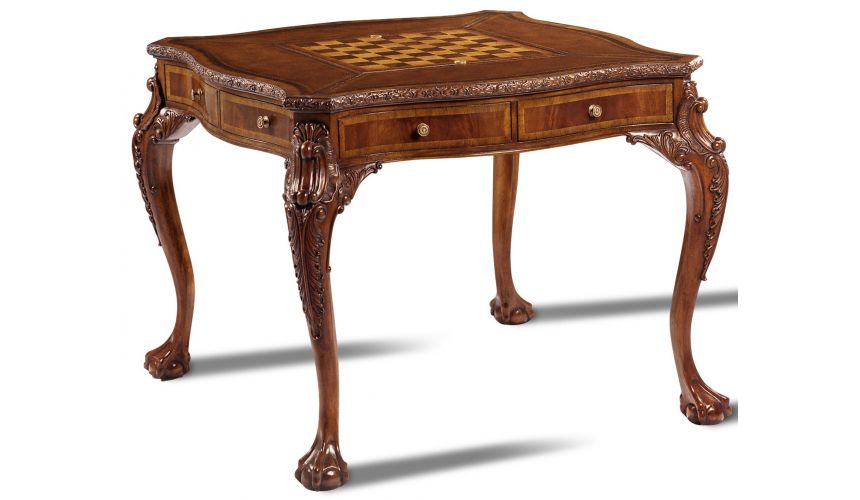 Game Card Tables & Game Chairs Fancy Carved Game Table