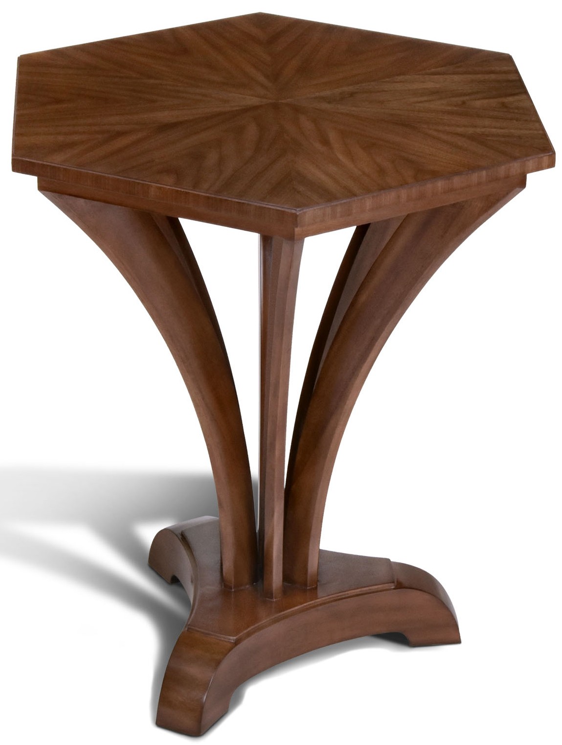 Round & Oval Side Tables Walnut Hexagonal Lamp Table