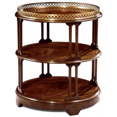Round & Oval Side Tables Crotch Mahogany 3 Tier Table