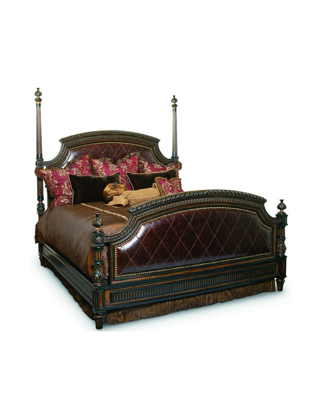Intricate Hand Carved Wooden Details, Hand Carved King Size Bed Frame