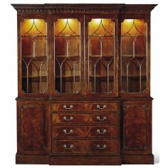 Breakfronts & China Cabinets Crotch Mahogany Veneer Paned Glass Doors